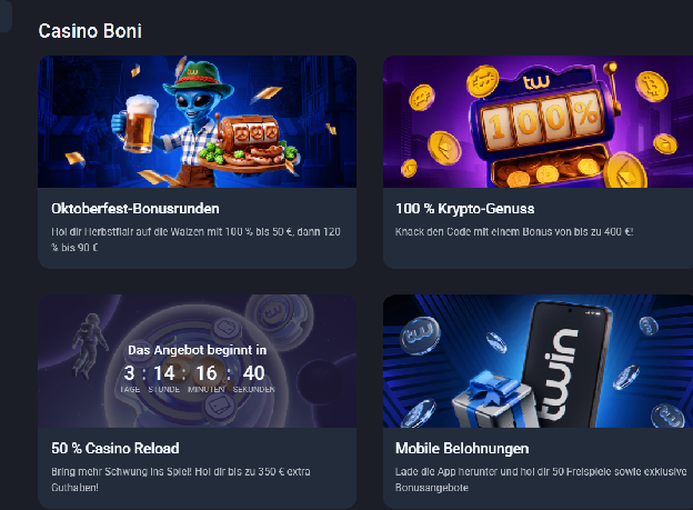 Android App Bonus bei Twin Casino