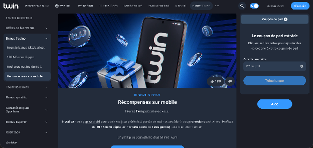 Offre mobile Twin Casino
