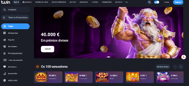 Página inicial do Twin Casino